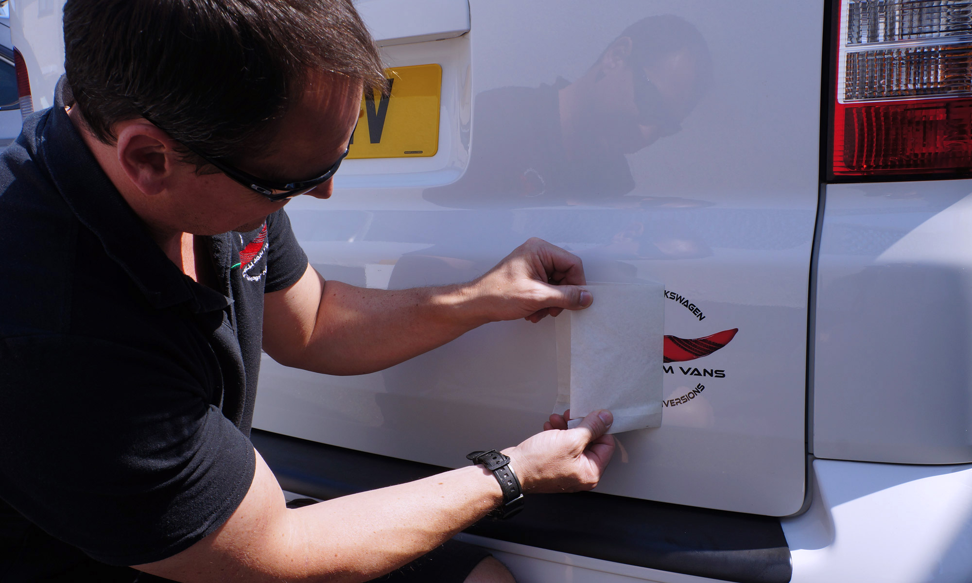 chilli-jam-vans-bumper-sticker-on-vw-t5-LWB-transporter